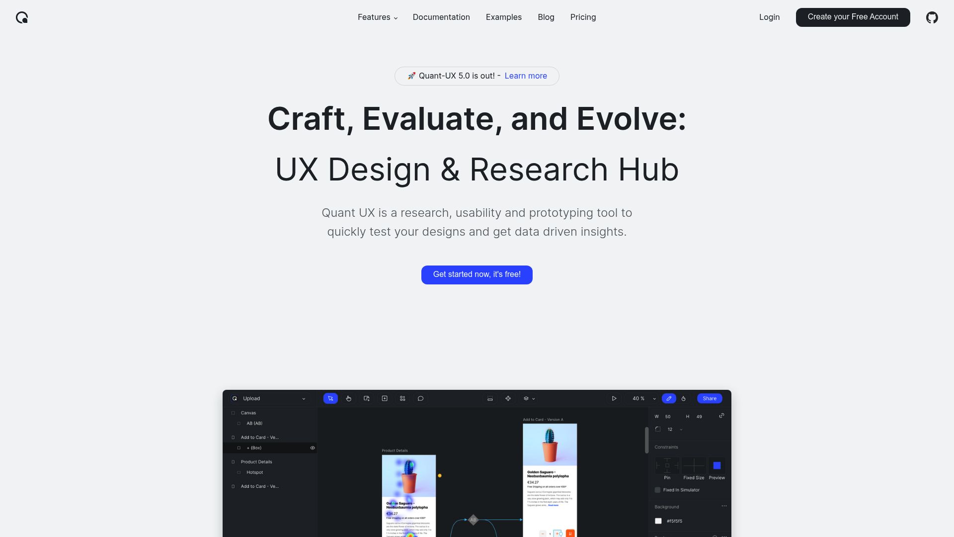 <h2>UX research platform for testing, prototyping, and user analytics.</h2><hr><h3><strong>1. Overview</strong></h3><p>Quant UX is a browser-based UX research tool designed for creating interactive prototypes, running usability tests, and collecting behavioral data. It allows designers and product teams to gain real-time insights through session recordings, click paths, and form analytics. Developed as an academic and open-source initiative, it’s ideal for UX researchers, usability testers, and UI designers who need a free, data-driven way to validate design ideas. The tool supports both qualitative and quantitative feedback within one workflow.</p><hr><h3><strong>2. Key Features</strong></h3><ul><li><p><strong>Prototype builder</strong> – create interactive prototypes directly in the browser</p></li><li><p><strong>Usability testing</strong> – run remote tests and observe real user behavior</p></li><li><p><strong>Session recordings</strong> – capture and review user interactions in detail</p></li><li><p><strong>Click path visualization</strong> – understand navigation patterns across screens</p></li><li><p><strong>Form analytics</strong> – analyze form interactions, drop-offs, and completions</p></li><li><p><strong>A/B testing support</strong> – compare different design variants</p></li><li><p><strong>Survey integration</strong> – collect user feedback within prototypes</p></li><li><p><strong>Data export</strong> – export collected data for further analysis</p></li><li><p><strong>Real-time statistics</strong> – see user insights instantly during testing</p></li><li><p><strong>No installation needed</strong> – fully browser-based experience</p></li></ul><hr><h3><strong>3. Type / Platform / Pricing / Integrations</strong></h3><ul><li><p><strong>Type:</strong><br><code>UX Research</code>, <code>User Testing</code>, <code>Prototyping</code>, <code>Analytics &amp; Insights</code><br>Quant UX supports user research workflows with tools for testing prototypes, recording sessions, and analyzing interaction data in real time.</p></li><li><p><strong>Platform:</strong><br><code>Web</code><br>Quant UX is accessed via a web browser and requires no installation.</p></li><li><p><strong>Pricing:</strong><br>• <strong>Free Plan</strong> – Full access to all features, unlimited tests and projects<br>Quant UX is completely free to use and open source. No paid tiers or subscriptions.</p></li><li><p><strong>Integrations:</strong><br><code>API Available</code><br>• <strong>API Access:</strong> REST API<br>• No other integrations listed</p></li></ul><hr><h3><strong>4. Best For</strong></h3><ul><li><p>UX researchers needing session recording and form analytics</p></li><li><p>Designers validating interface usability early in the process</p></li><li><p>Educators or students looking for a free prototyping tool</p></li><li><p>Product teams testing design variants and user flows</p></li></ul><hr>