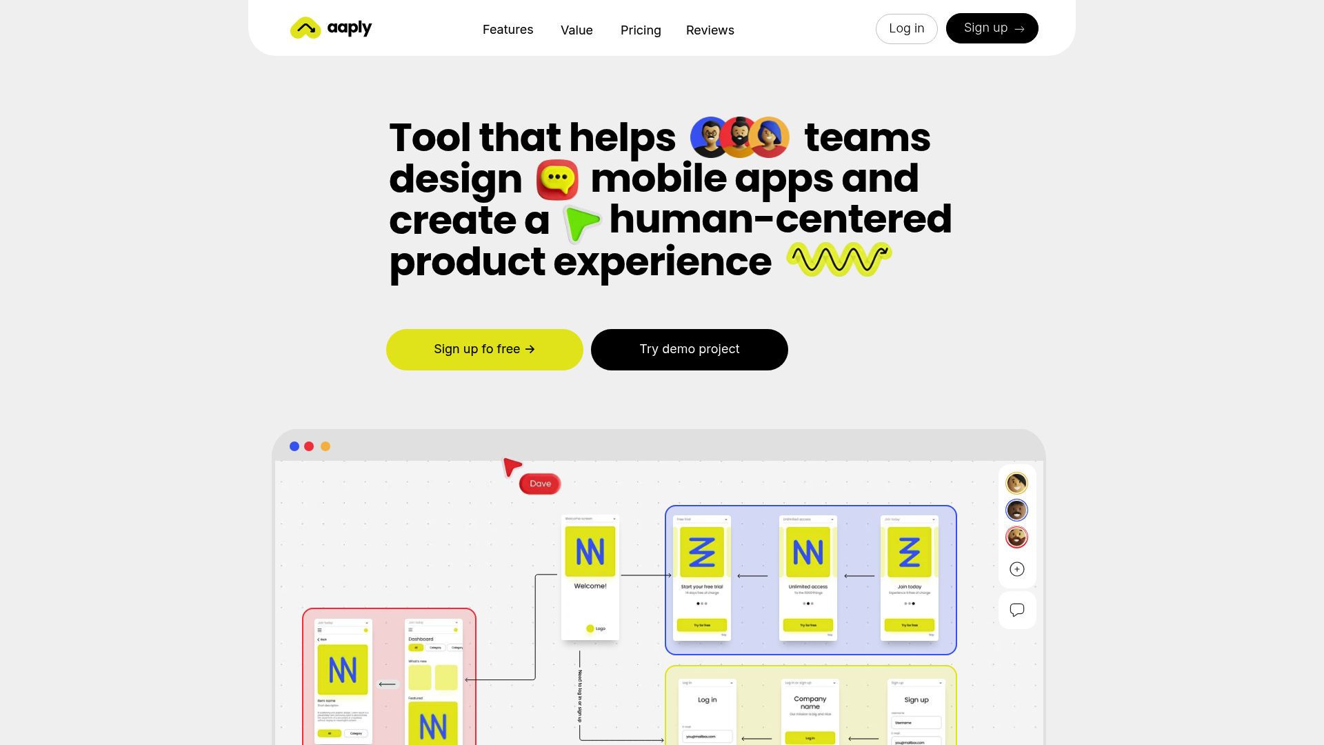 <h2>Mobile app wireframing tool for planning user journeys and flows.</h2><hr><h3><strong>1. Overview</strong></h3><p>Aaply is a browser-based tool designed to help teams visually plan mobile app user journeys before transitioning to high-fidelity design tools like Figma. It offers a low-fidelity wireframing environment focused on mapping out user flows, onboarding sequences, and app logic. Aaply is ideal for product teams, UX designers, and mobile strategists seeking to align on structure and functionality early in the design process.</p><hr><h3><strong>2. Key Features</strong></h3><ul><li><p><strong>Low-fidelity wireframing</strong>: Quickly sketch app screens and flows without detailed UI elements.</p></li><li><p><strong>Infinite canvas</strong>: Map entire user journeys from onboarding to checkout on an expansive workspace.</p></li><li><p><strong>Pre-built templates</strong>: Utilize ready-made templates to accelerate the planning process.</p></li><li><p><strong>Flow grouping</strong>: Organize related screens into logical groups for better clarity.</p></li><li><p><strong>Collaboration tools</strong>: Share projects with team members for feedback and co-creation.</p></li><li><p><strong>Design-first approach</strong>: Focus on user experience and journey mapping before diving into detailed design.</p></li><li><p><strong>Figma integration</strong>: Seamlessly transition wireframes into Figma for high-fidelity design work.</p></li><li><p><strong>No-code environment</strong>: Plan app logic and structure without any coding requirements.</p></li><li><p><strong>Responsive design planning</strong>: Ensure wireframes adapt to various mobile screen sizes.</p></li><li><p><strong>Export options</strong>: Export wireframes and flows for presentations or further development.DECODE</p></li></ul><hr><h3><strong>3. Type / Platform / Pricing / Integrations</strong></h3><ul><li><p><strong>Type:</strong><br><code>Prototyping</code>, <code>Workflow Boosters</code><br>Aaply supports early-stage mobile app design workflows by enabling teams to plan and visualize user journeys efficiently.</p></li><li><p><strong>Platform:</strong><br><code>Web</code><br>Accessible through modern web browsers; no installation required.</p></li><li><p><strong>Pricing:</strong><br>• <strong>Free Plan</strong> – $0/month: Access to all features with unlimited wireframes and templates.<br>✅ <strong>Free Plan available</strong>, ❌ No <strong>Free Trial</strong> mentioned for paid tiers.</p></li><li><p><strong>Integrations:</strong><br>• <strong>Figma</strong><br>• <strong>Productivity &amp; Collaboration</strong>: Team sharing and feedback tools.<br>• <strong>API Access</strong>: Not available at this time.</p></li></ul><hr><h3><strong>4. Best For</strong></h3><ul><li><p>UX designers planning mobile app user flows.</p></li><li><p>Product teams aligning on app structure before detailed design.</p></li><li><p>Startups mapping out MVP features and user journeys.</p></li><li><p>Designers seeking a quick, collaborative wireframing tool.</p></li></ul><hr>