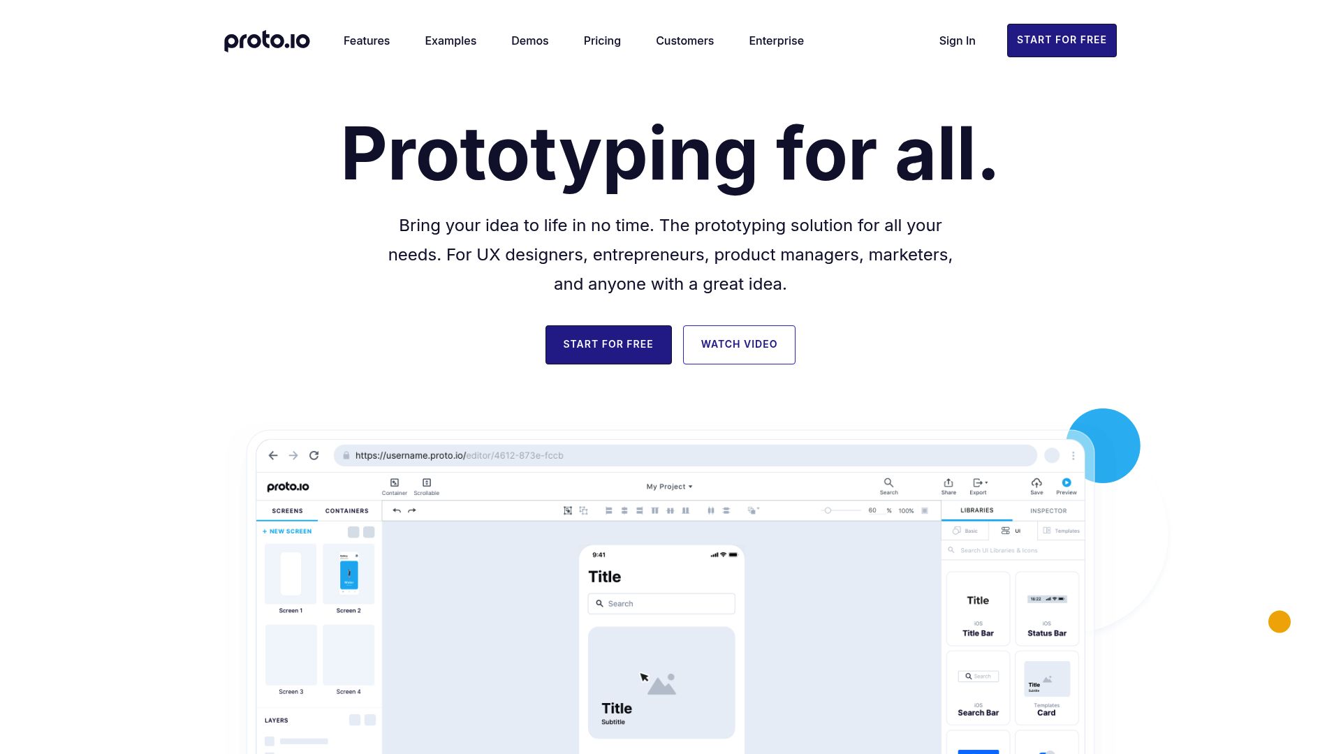 <h2>Web-based platform for high-fidelity, interactive app prototyping.</h2><hr><h3><strong>1. Overview</strong></h3><p>Proto.io is a browser-based tool for building high-fidelity prototypes of mobile, web, and desktop applications without writing code. It enables designers to create realistic, animated interactions using a visual interface and timeline editor. With built-in UI components, drag-and-drop editing, and user testing support, Proto.io is ideal for UX designers and product teams who need to simulate complex flows before development. Prototypes can be shared, commented on, and tested across devices.</p><hr><h3><strong>2. Key Features</strong></h3><ul><li><p><strong>Drag-and-drop editor</strong> – design screens and flows without coding</p></li><li><p><strong>Timeline-based animations</strong> – create smooth transitions and micro-interactions</p></li><li><p><strong>Component libraries</strong> – access ready-made UI elements and templates</p></li><li><p><strong>User testing</strong> – gather feedback through usability tests and recordings</p></li><li><p><strong>Interactive previews</strong> – simulate real app behavior across devices</p></li><li><p><strong>Collaboration tools</strong> – share prototypes with teams and collect comments</p></li><li><p><strong>Version history</strong> – track changes and revert as needed</p></li><li><p><strong>Figma and Sketch import</strong> – bring in existing designs for prototyping</p></li><li><p><strong>Design systems support</strong> – reuse components for consistency</p></li><li><p><strong>Multi-platform export</strong> – present prototypes on web, mobile, or offline</p></li></ul><hr><h3><strong>3. Type / Platform / Pricing / Integrations</strong></h3><ul><li><p><strong>Type:</strong><br><code>Prototyping</code>, <code>UI Design</code>, <code>Workflow Boosters</code>, <code>User Testing</code><br>Proto.io supports interactive app prototyping, animation, and testing workflows, helping teams validate design ideas before development.</p></li><li><p><strong>Platform:</strong><br><code>Web</code>, <code>Windows</code>, <code>macOS</code><br>Accessible via browser and downloadable apps for macOS and Windows.</p></li><li><p><strong>Pricing:</strong><br>• <strong>Free Trial</strong> – 15-day full-feature trial<br>• <strong>Freelancer Plan</strong> – $29/month (billed annually), 1 user, 5 active projects<br>• <strong>Startup Plan</strong> – $49/month (billed annually), 2 users, 10 active projects<br>• <strong>Agency Plan</strong> – $99/month (billed annually), 5 users, 15 active projects<br>• <strong>Corporate Plan</strong> – $199/month (billed annually), 10 users, 30 active projects</p></li><li><p><strong>Integrations:</strong><br>• <code>Figma</code>, <code>Sketch</code>, <code>Slack</code>, <code>API Available</code><br>• Productivity &amp; Collaboration: Jira, Lookback<br>• User Testing: UserTesting, Validately<br>• API Access: Available</p></li></ul><hr><h3><strong>4. Best For</strong></h3><ul><li><p>UX designers creating high-fidelity app prototypes</p></li><li><p>Product teams validating flows before development</p></li><li><p>Agencies presenting animated concepts to clients</p></li><li><p>Teams collaborating on design iterations and feedback</p></li></ul><hr>